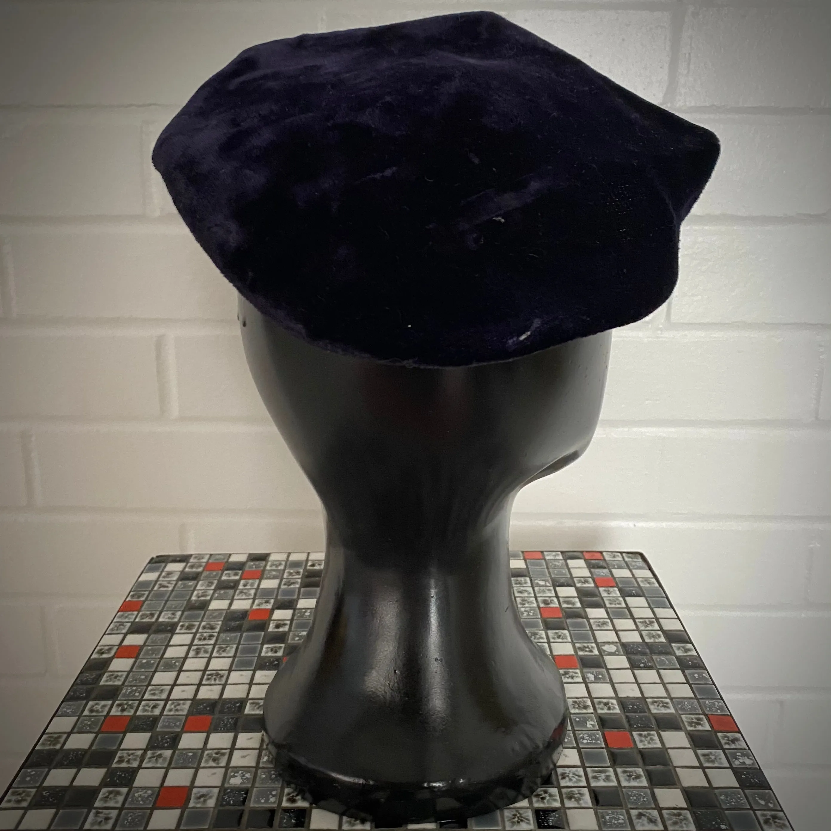 1950s Navy Blue Velvet Calot Hat