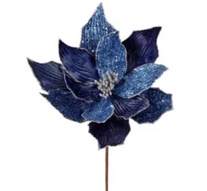 24” Velvet/Beaded Poinsettia Stem