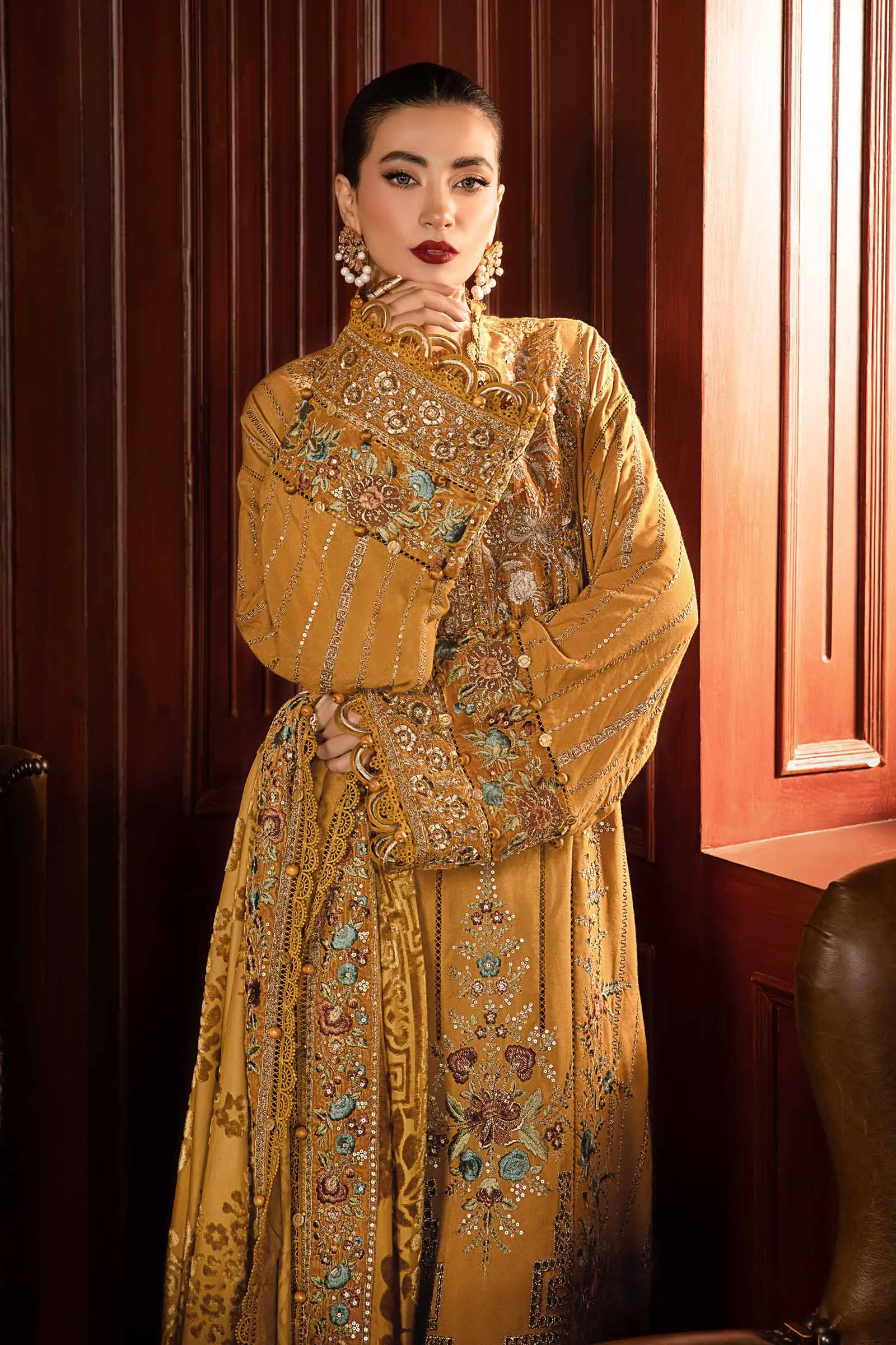 3 Piece Unstitched Embroidered Twill Linen Suit | DL-1207