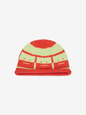 Acne Studios Kids Wool Face Logo Beanie Hat in Red