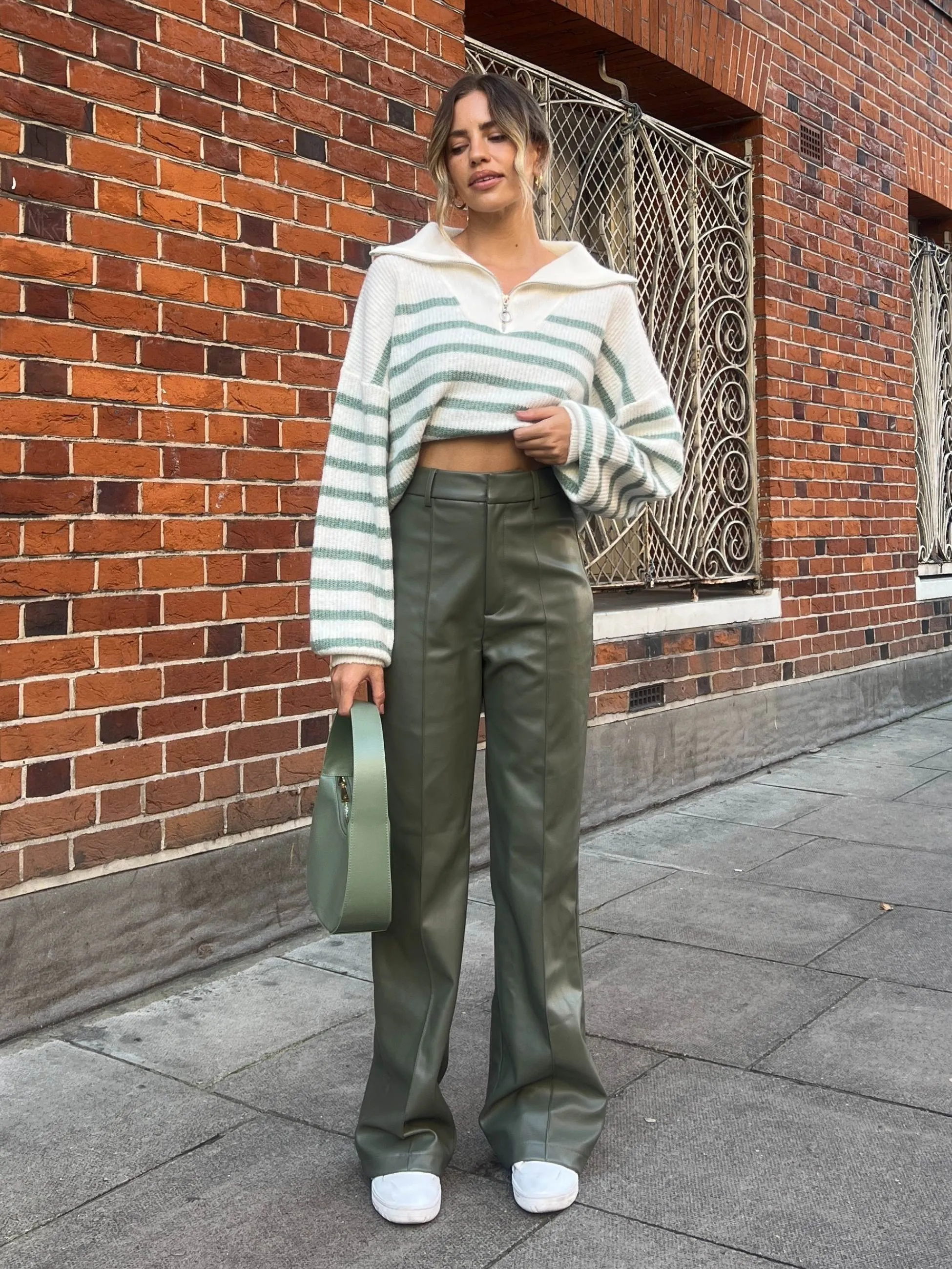 Alyssa PU Flare Trouser / Olive PU