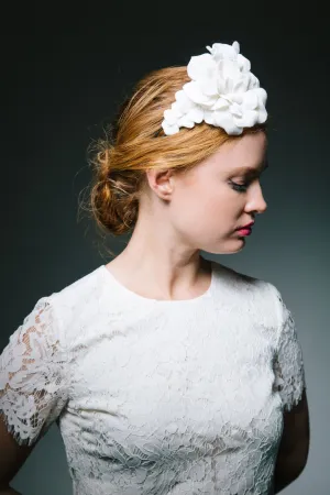 Amina: Ivory Velvet Petal Headpiece