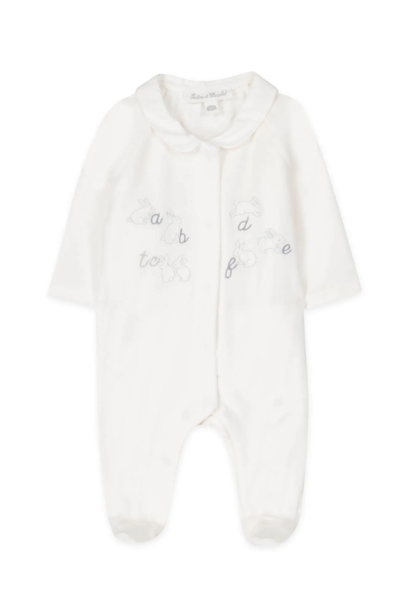 Babygrow - White Velvet Illustration Rabbit