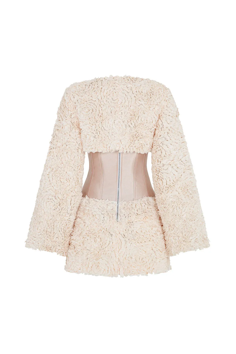 Bambi Cropped Long Sleeved Faux Fur Jacket