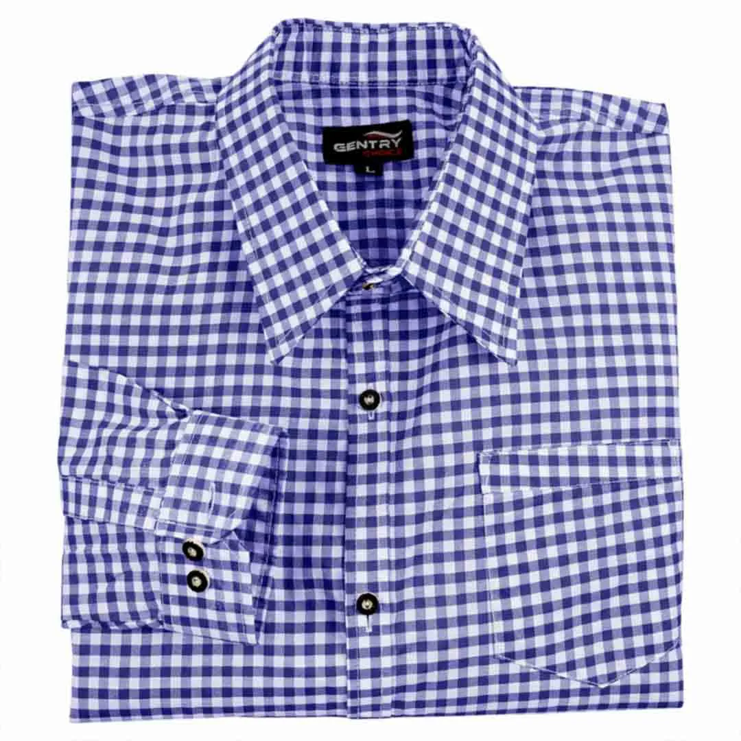 Bavarian Men Shirt Checked Sea Blue