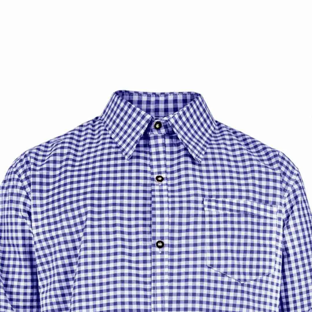 Bavarian Men Shirt Checked Sea Blue