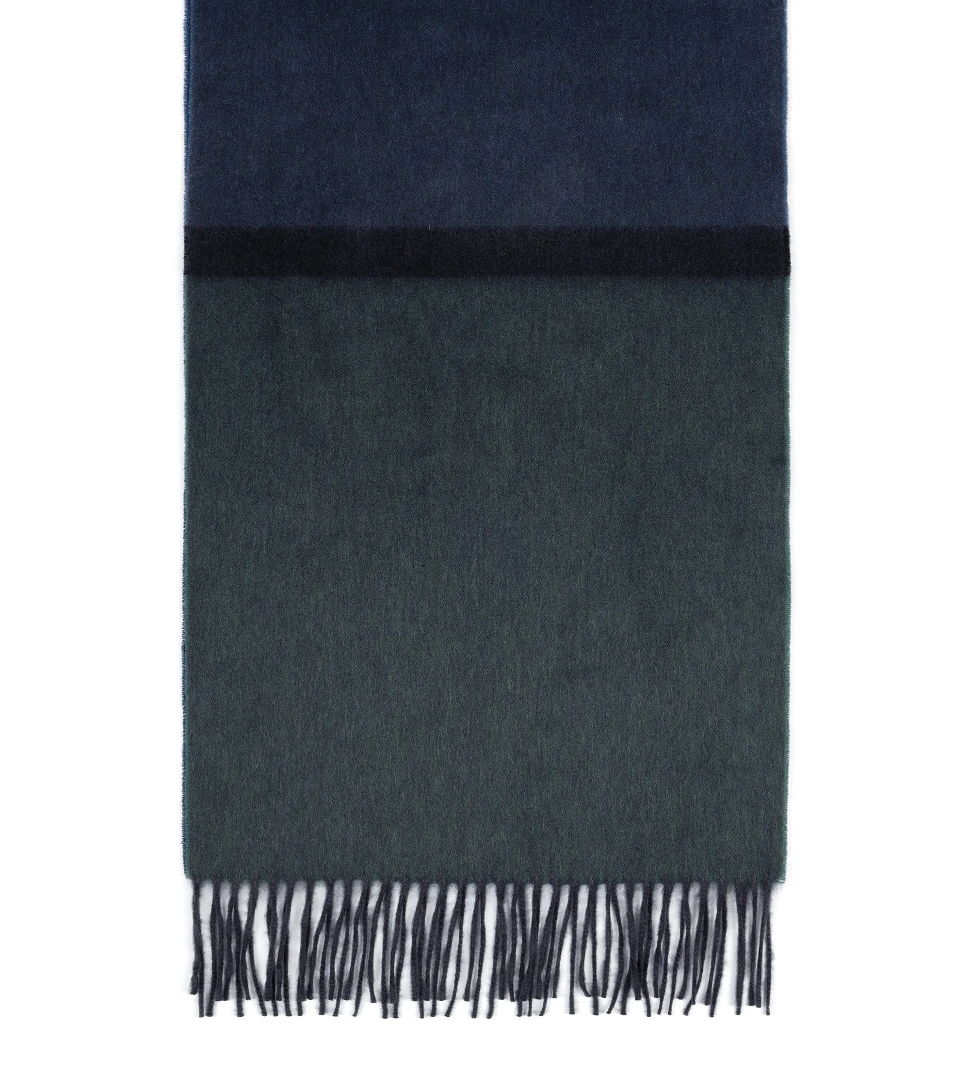 Begg x Co Arran Borderland Stripe Cashmere Scarf: Slate/Green