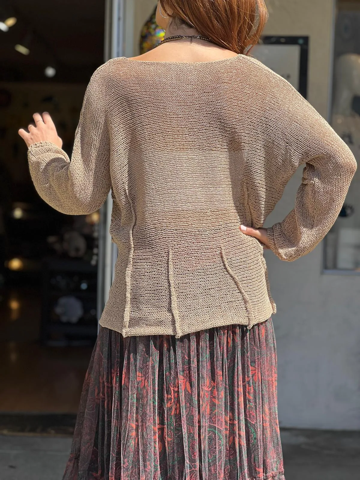 Beige Knitwear Blouse