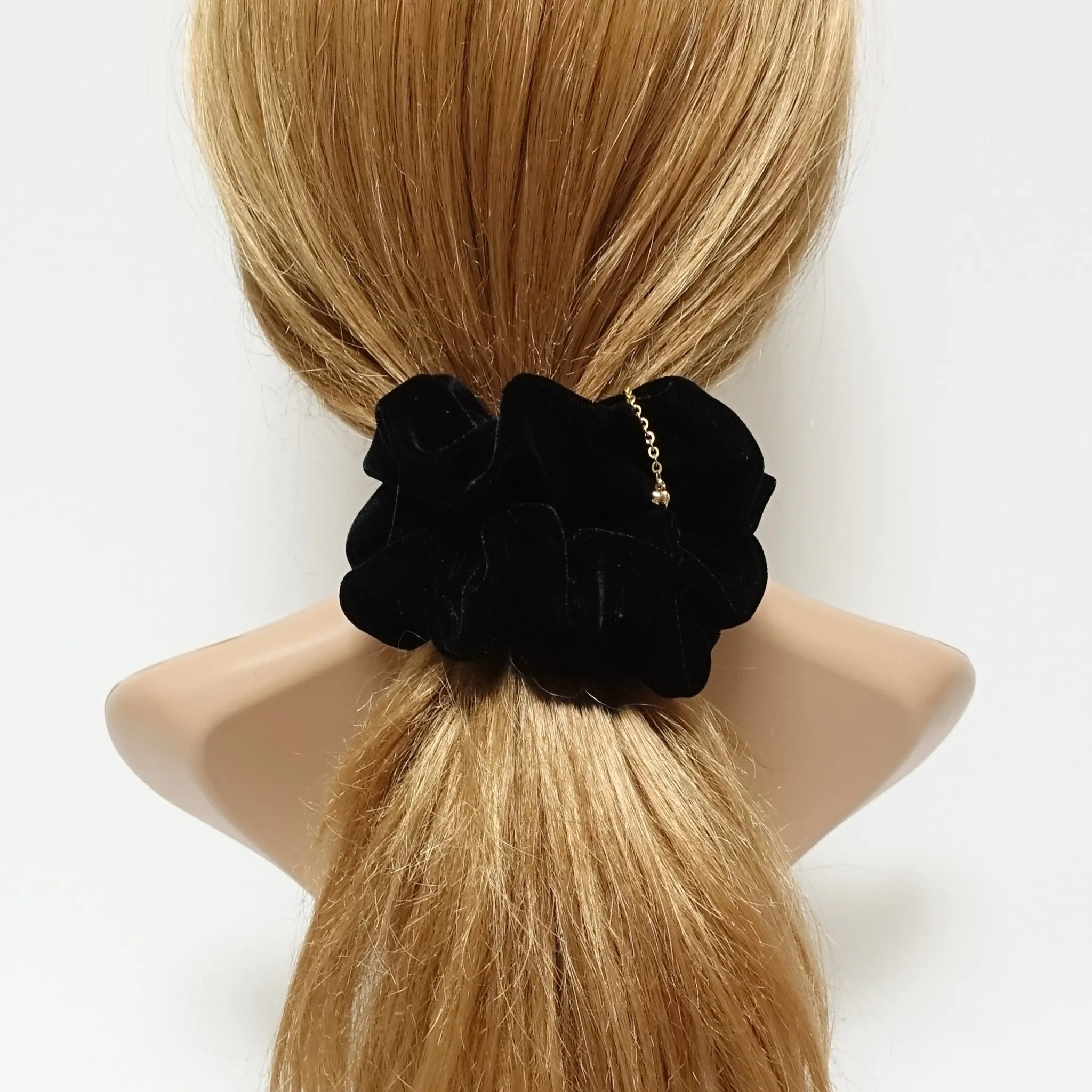 black silk velvet scrunchies soft fabric velvet hair scrunchie for women