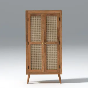 Blissi Two Door Mango Wood Wardrobe in Natural Colour