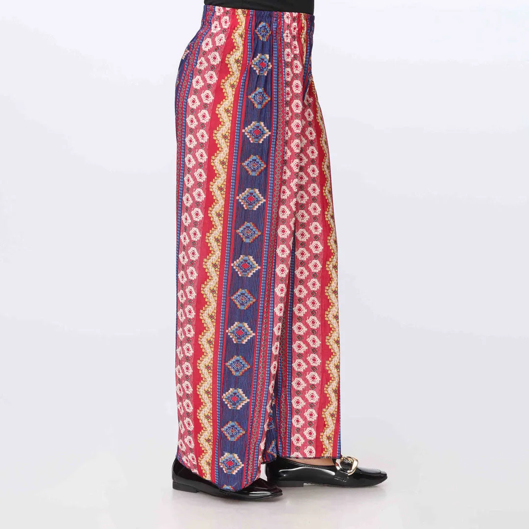 Blue Printed Jersey Straight Trouser PW3575