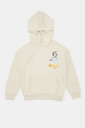 Boys Beige Bluey Hooded Sweatshirt