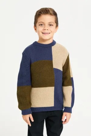 Boys Navy Knitted Pullover