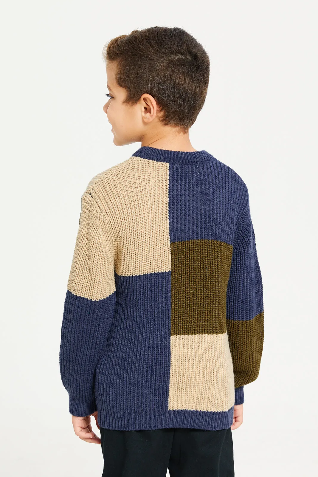 Boys Navy Knitted Pullover