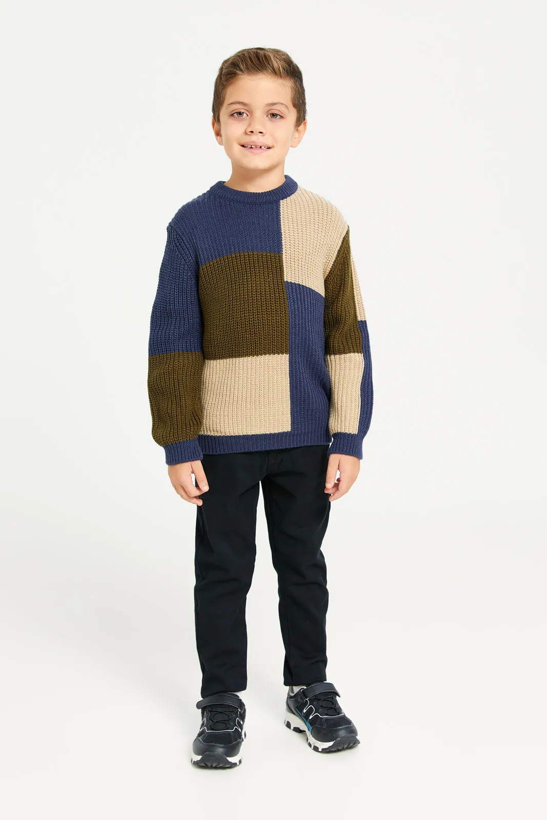 Boys Navy Knitted Pullover