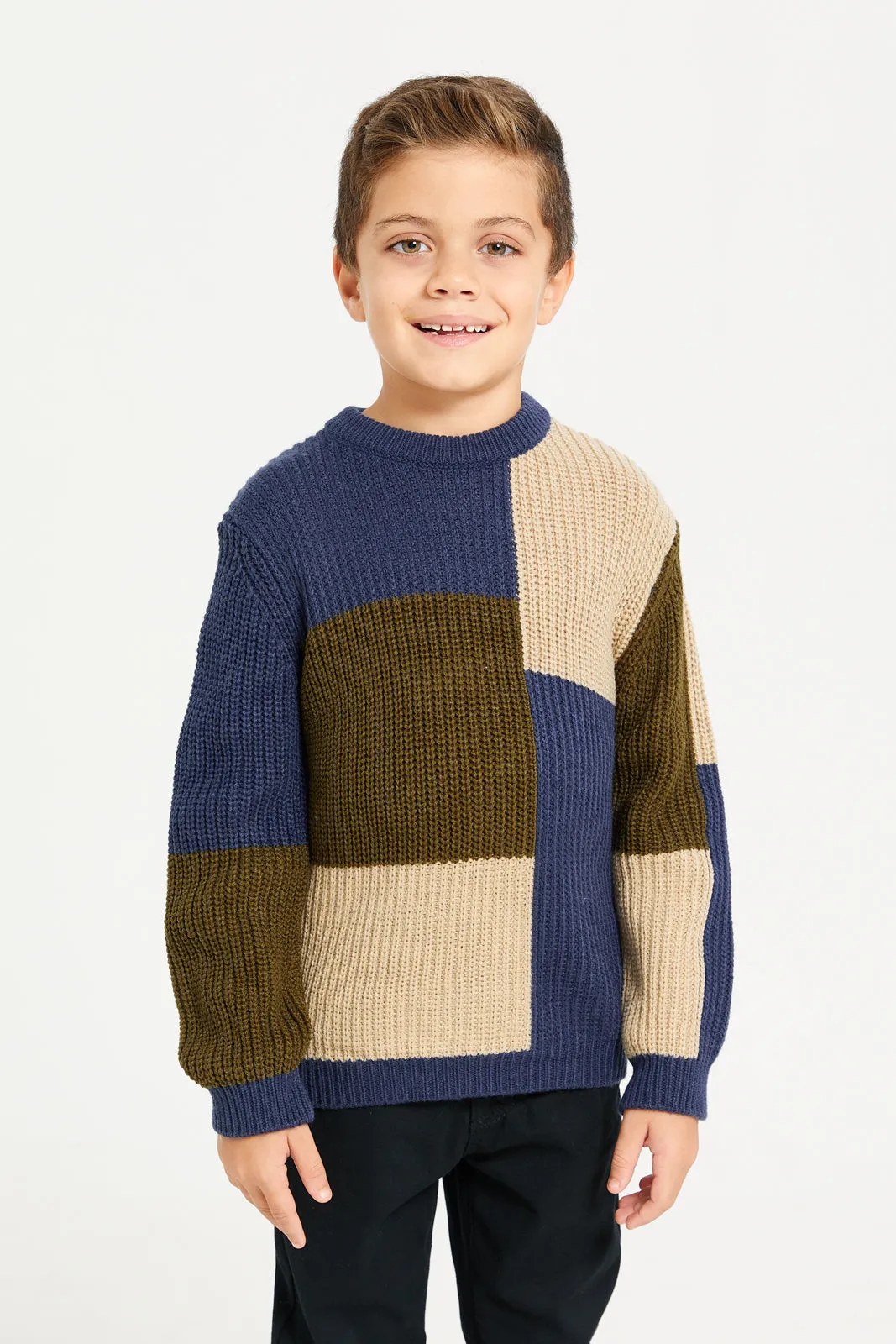 Boys Navy Knitted Pullover