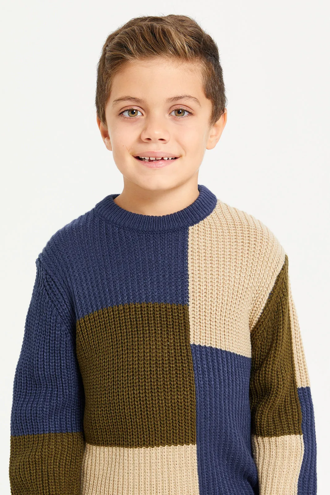 Boys Navy Knitted Pullover