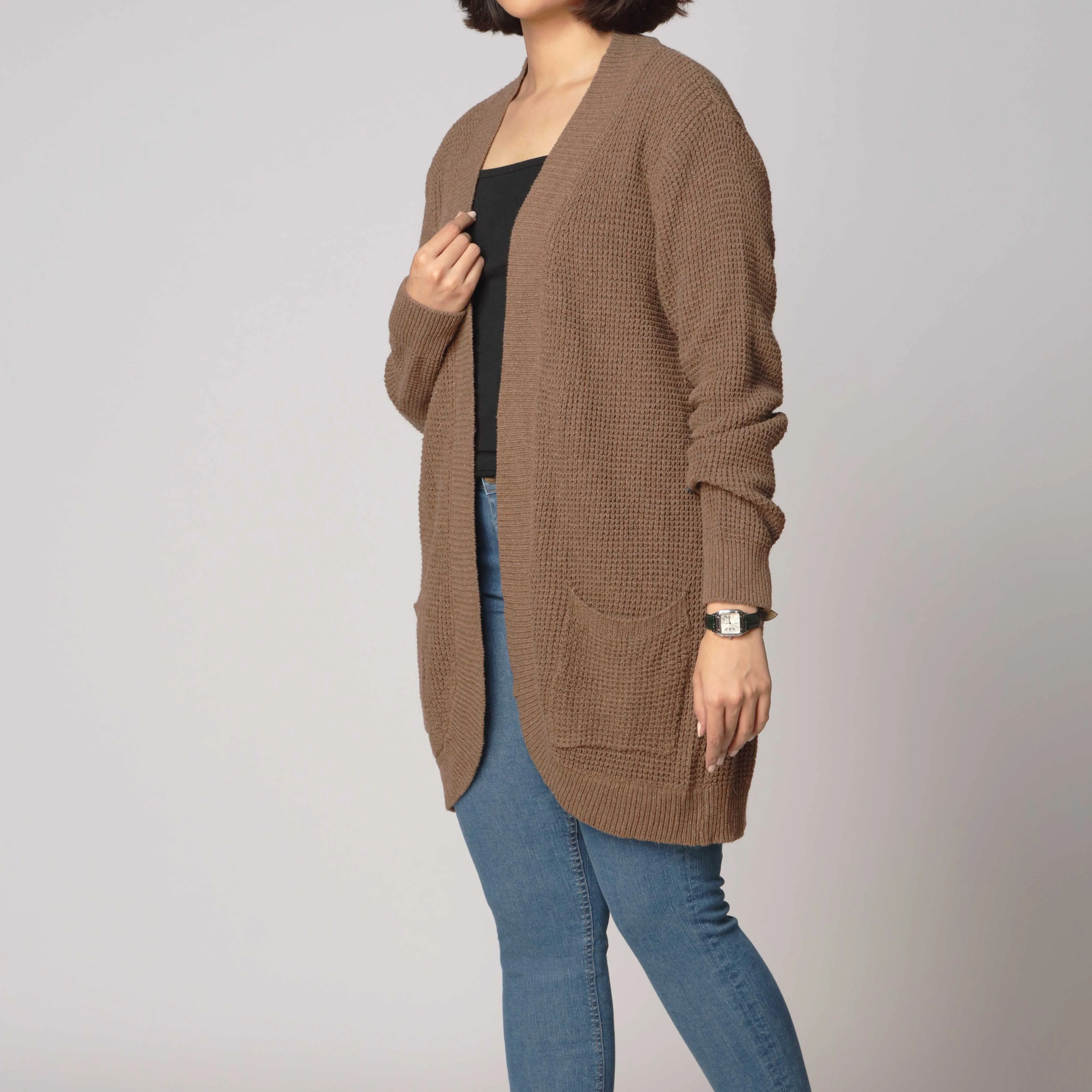 Brown Long Cardigan PW2913