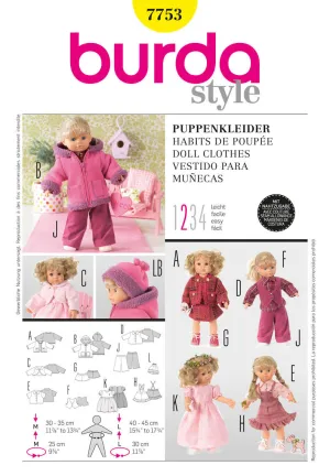 Burda 7753 Doll Outfits Pattern