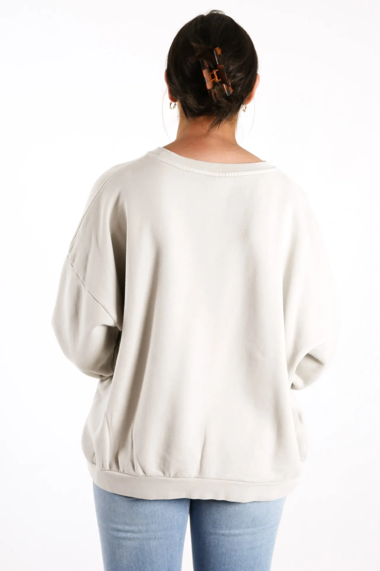 Campus Oversized Crew White Sand