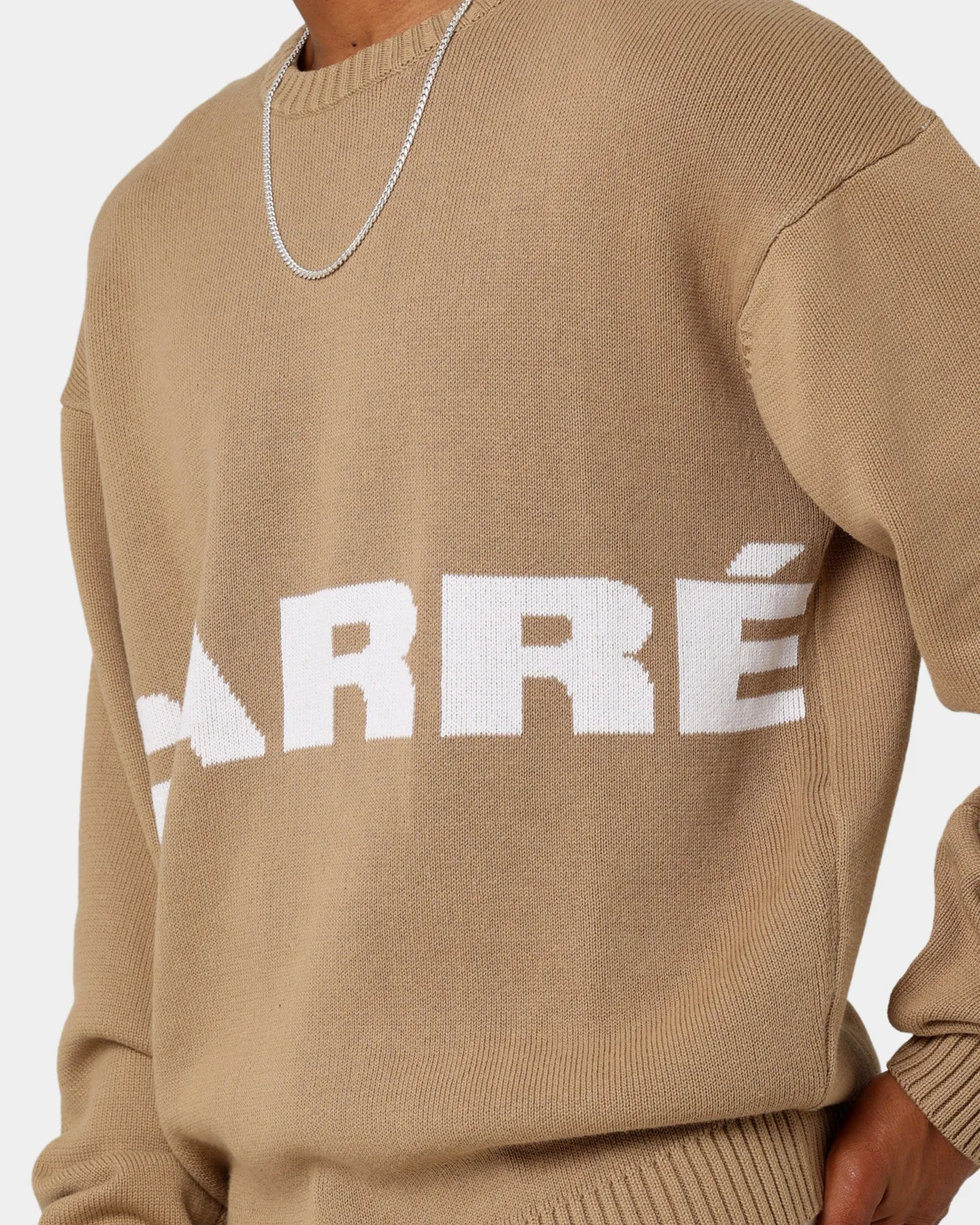 Carré Statement Knitted Sweater Stone