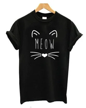 Cat Pattern Short Sleeve T-Shirt