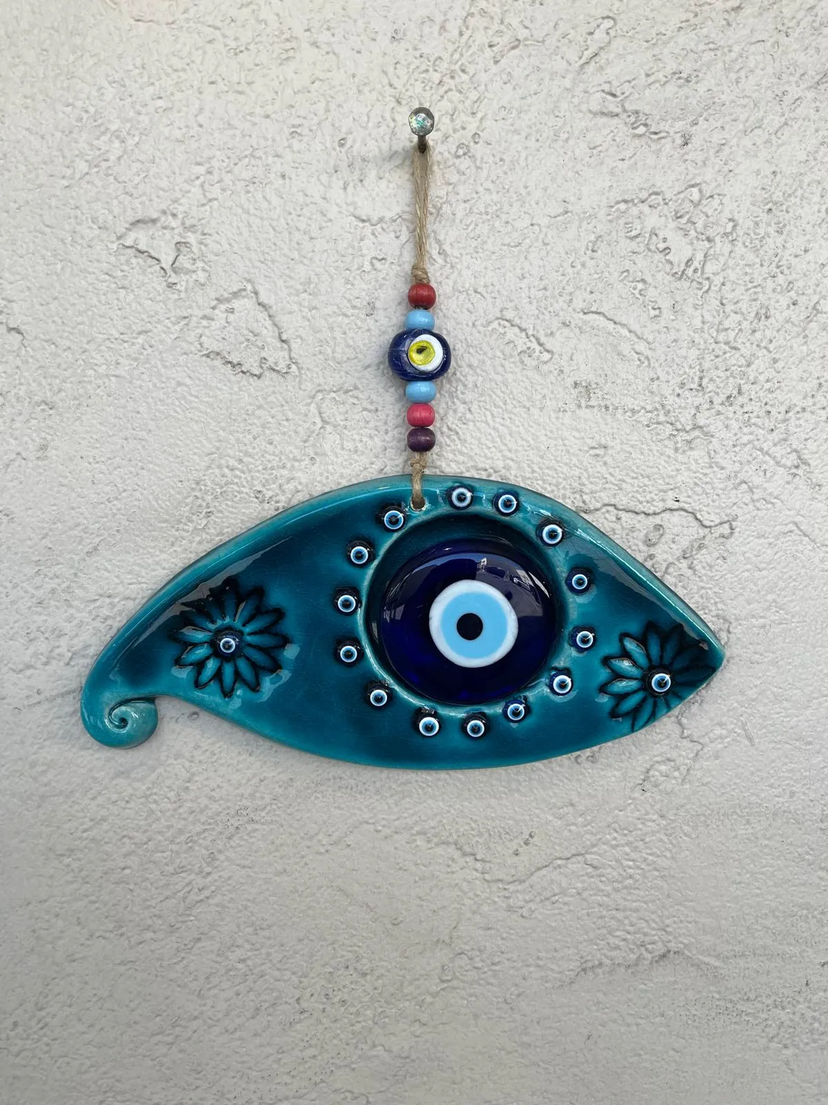 Ceramic Luck Wave With Evil Eye Bead