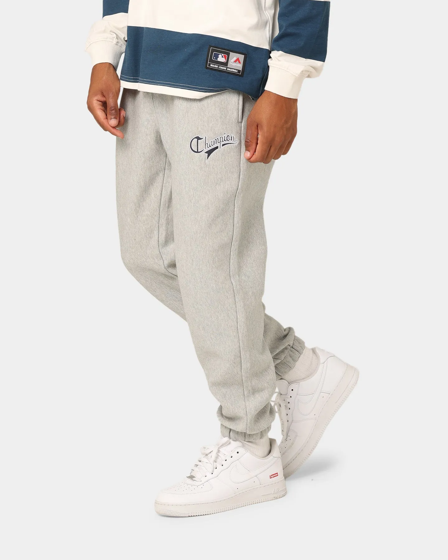 Champion Reverse Weave Cursive Logo Jogger Oxford Heather