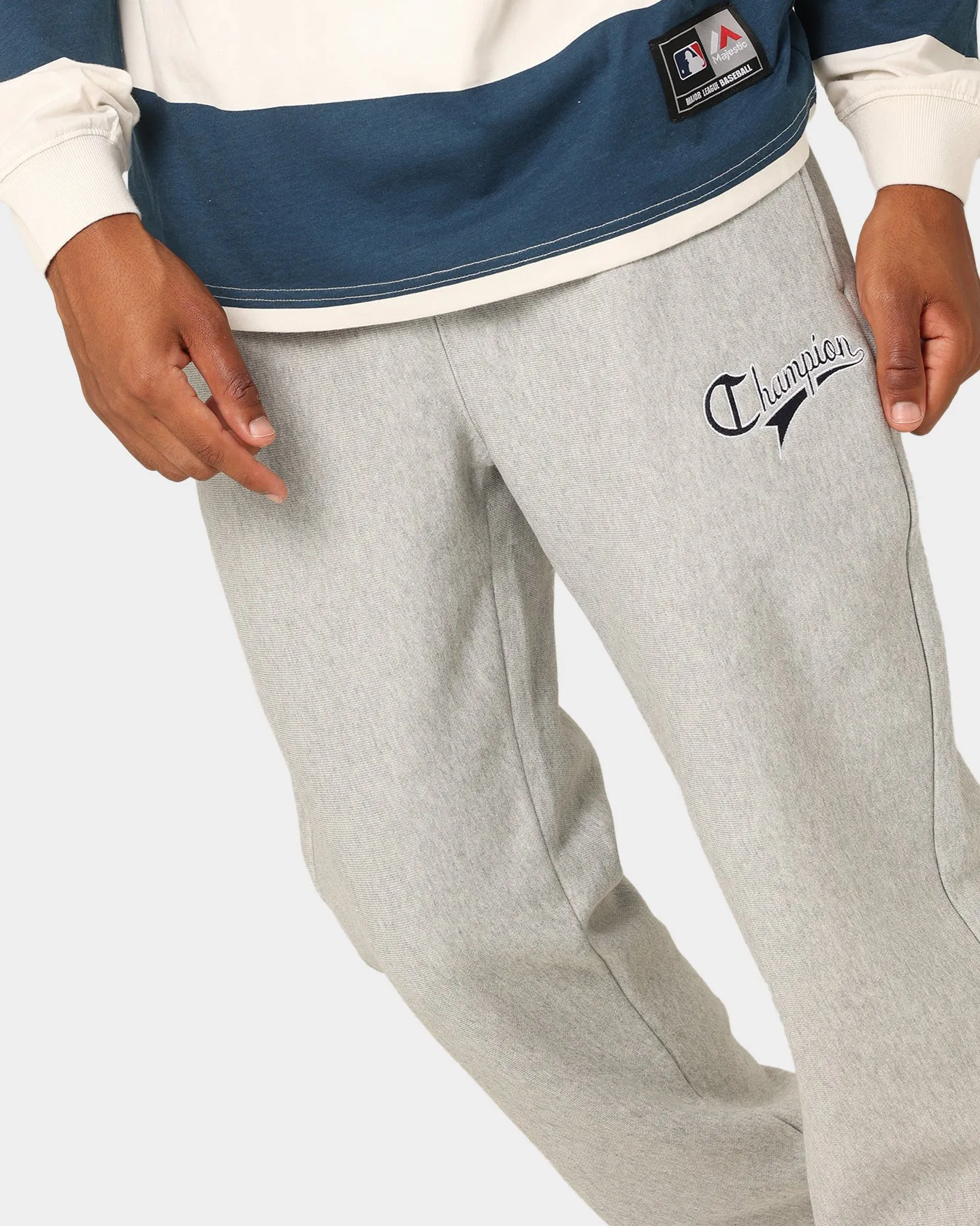 Champion Reverse Weave Cursive Logo Jogger Oxford Heather