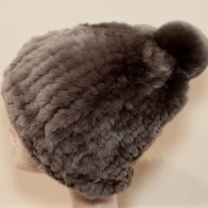 Chinchilla Rex Hat With Pom