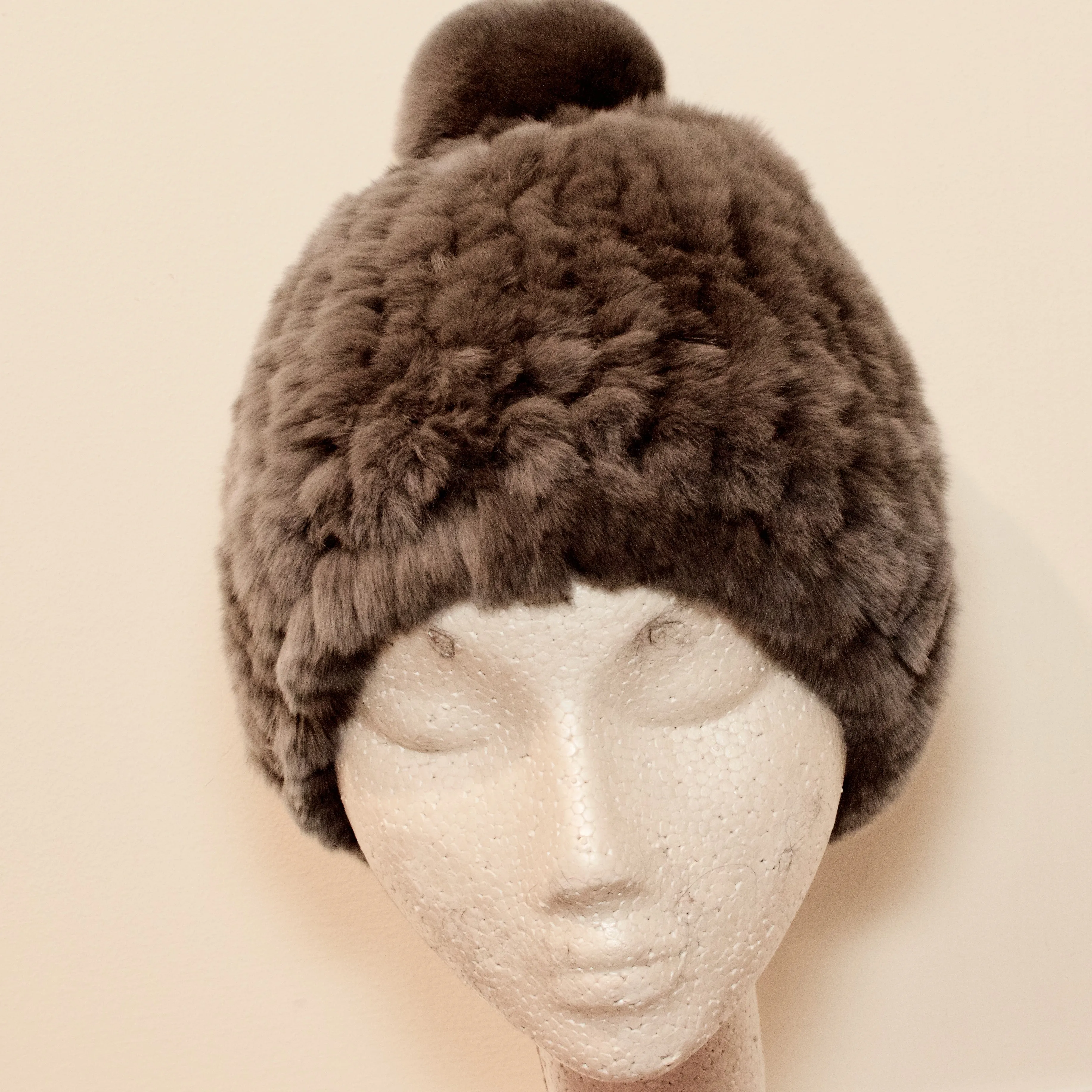 Chinchilla Rex Hat With Pom