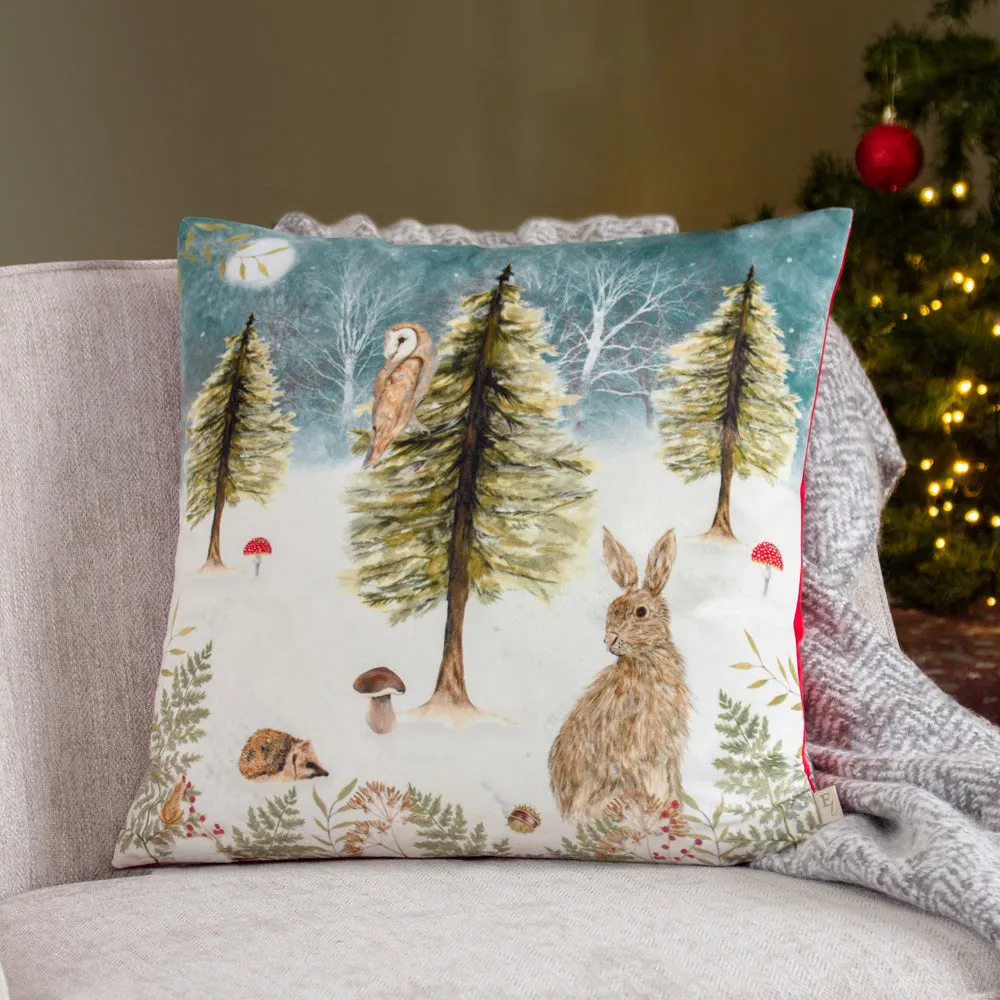 Christmas Owl Cushion Teal