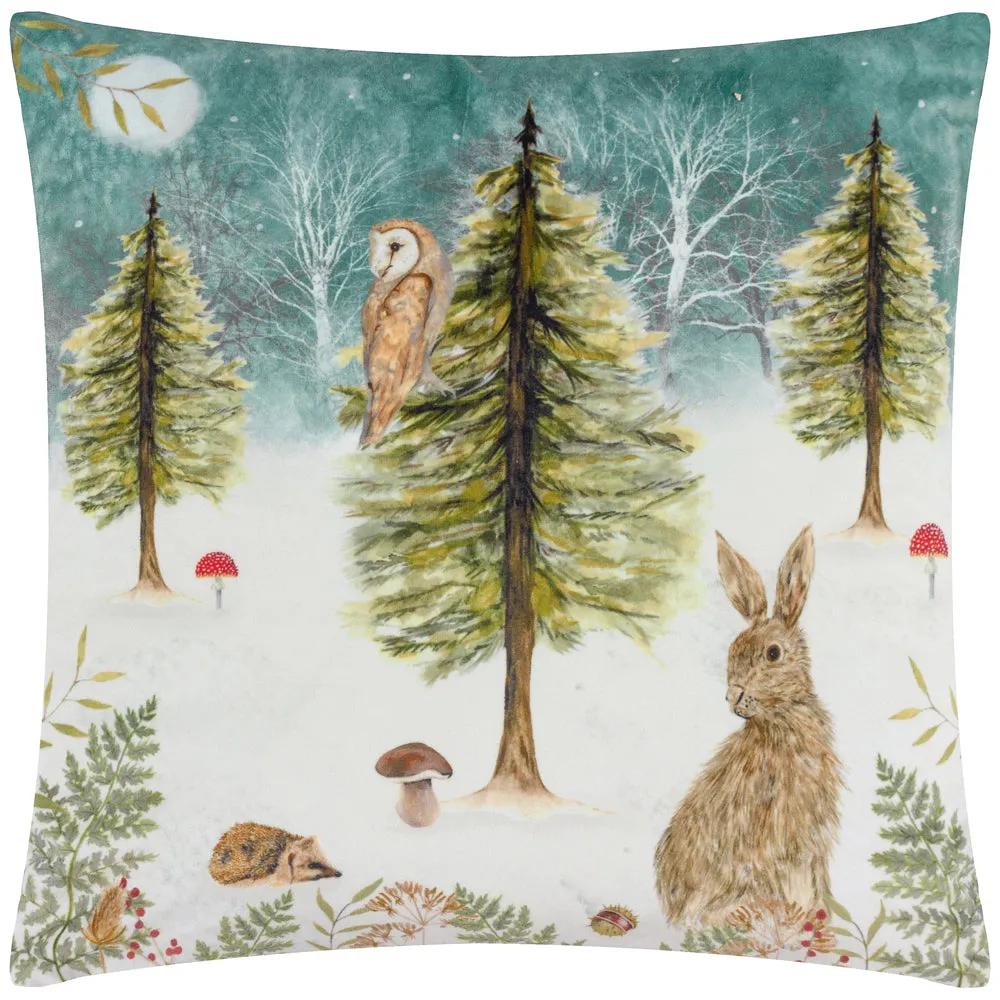 Christmas Owl Cushion Teal