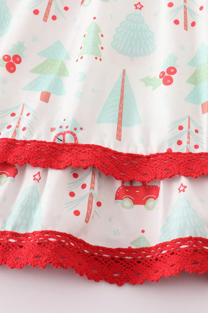 Christmas tree car print dress