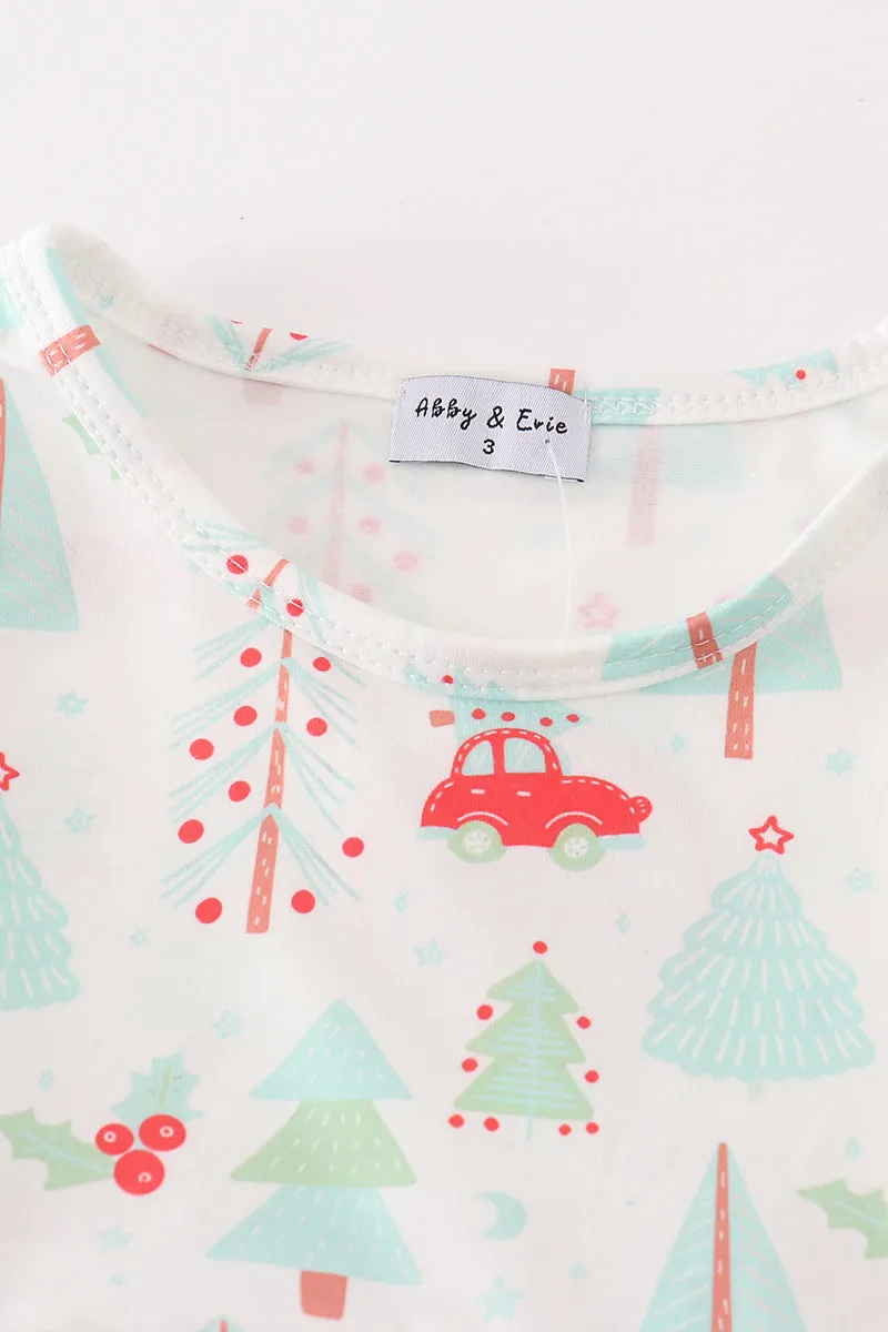 Christmas tree car print dress