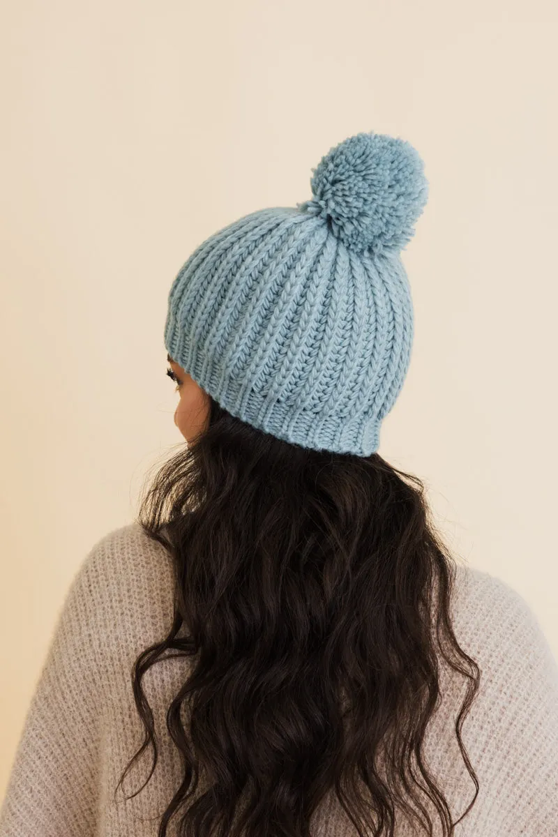 Chunky Cable Knit Pom Beanie