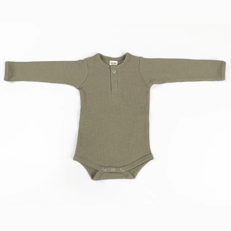 Cotton Rib Baby Bodysuit - Thyme