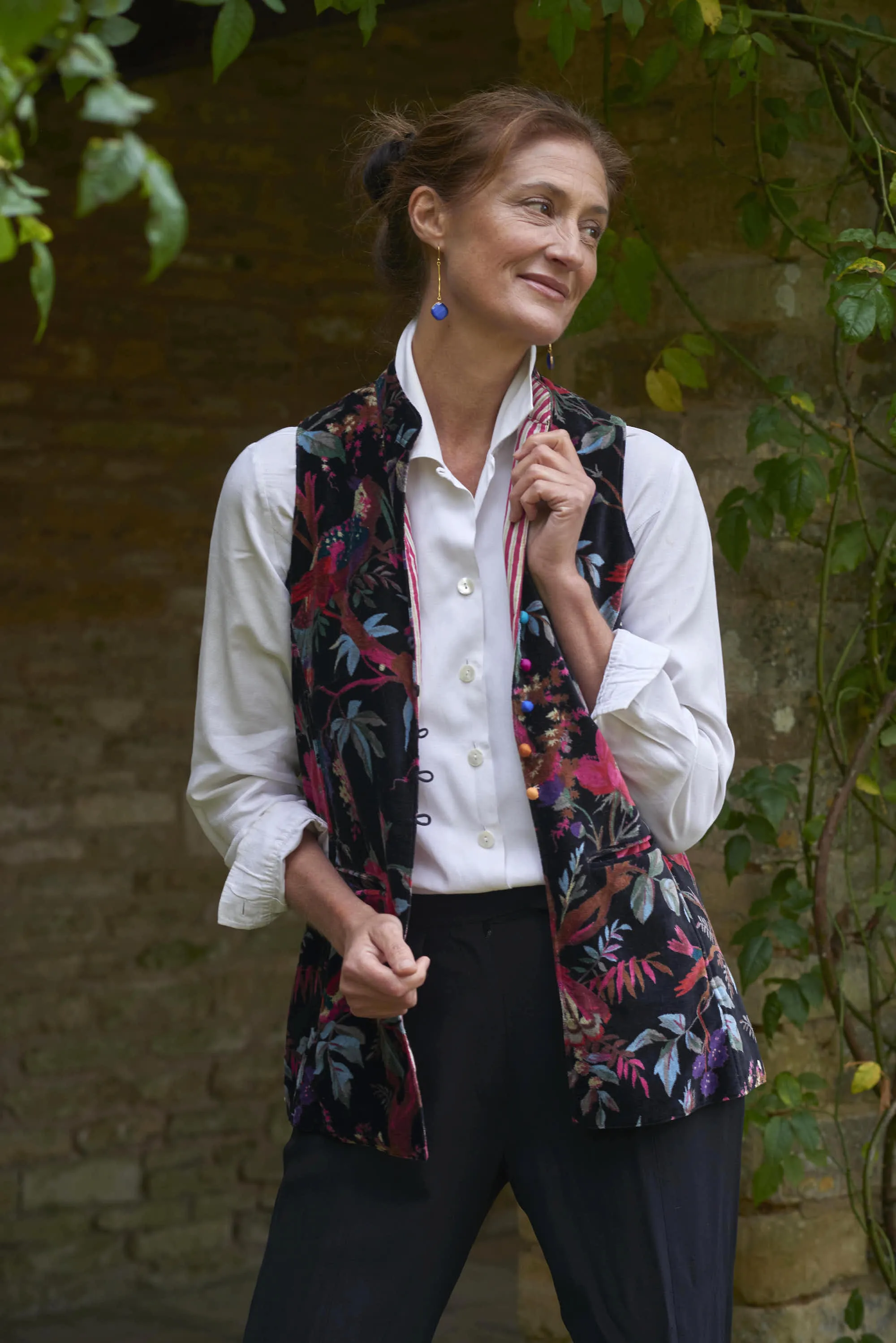 Cotton Velvet Waistcoat | Black Bird