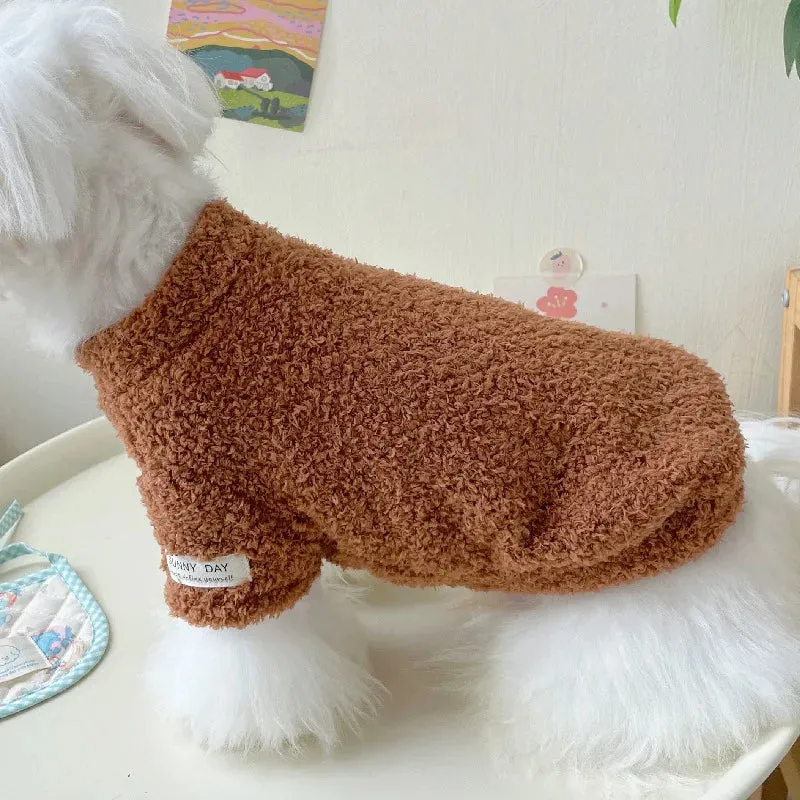 Cozy Winter Sweater for Small to Medium Dogs - Solid Color, Cotton