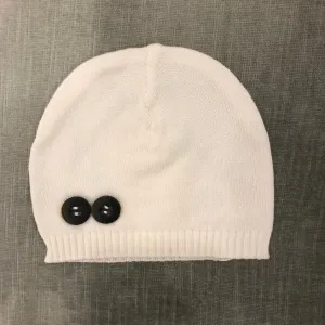 Cream Hat with Large Buttons