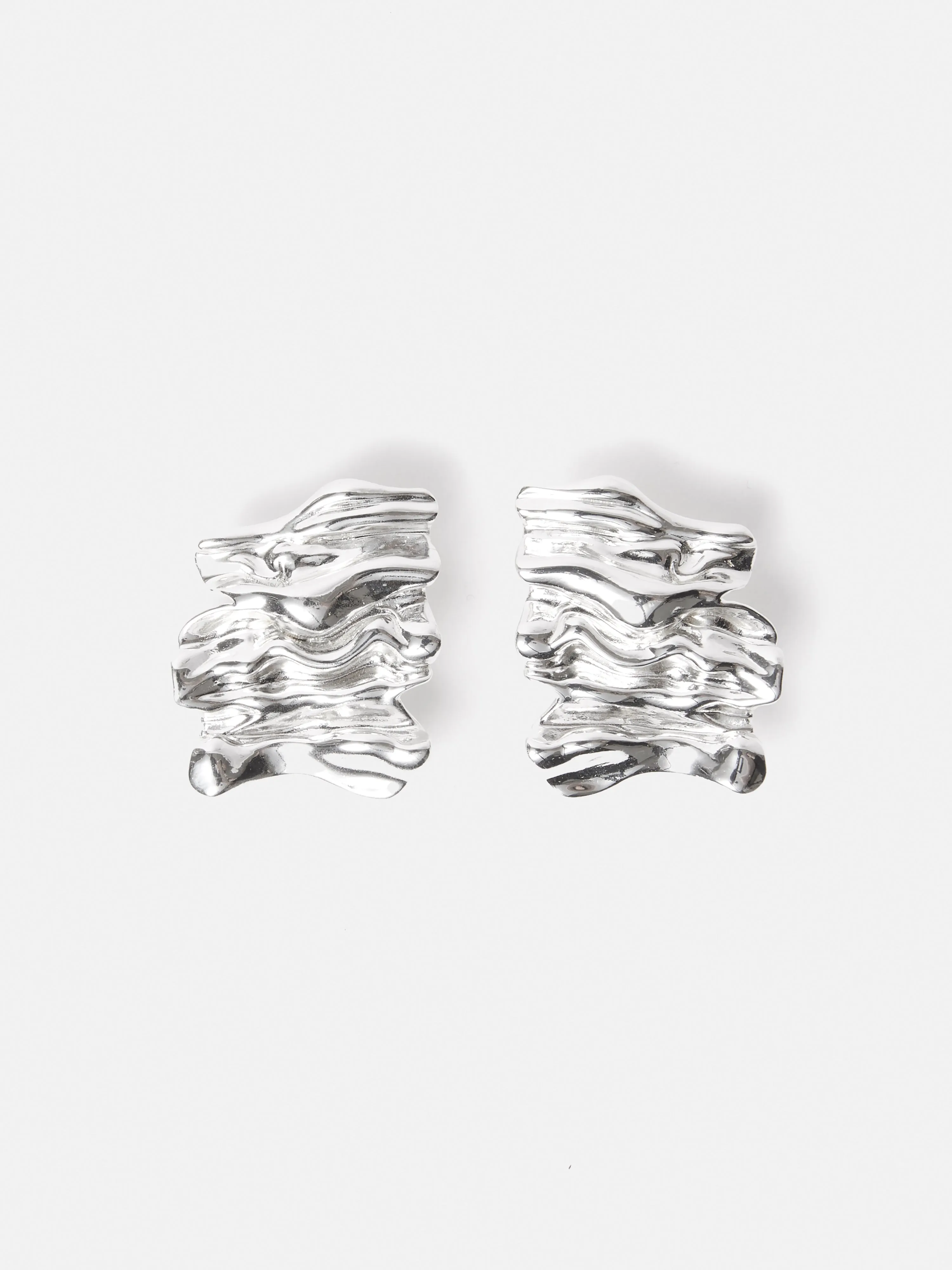 Crumpled Textured Earrings | Silver