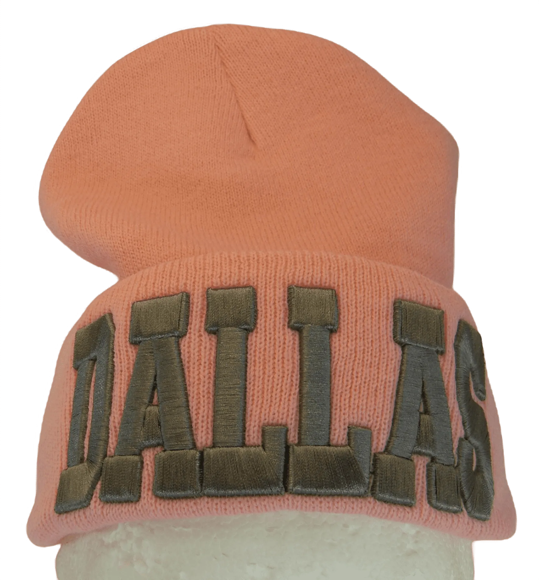 Dallas Adult Size Winter Knit Cuffed Beanie Hat (Pink/Gray)