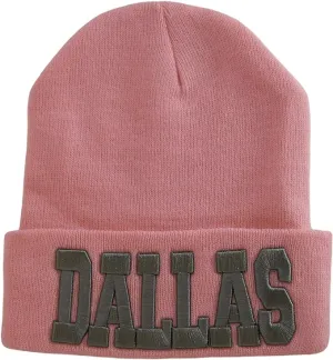 Dallas Adult Size Winter Knit Cuffed Beanie Hat (Pink/Gray)