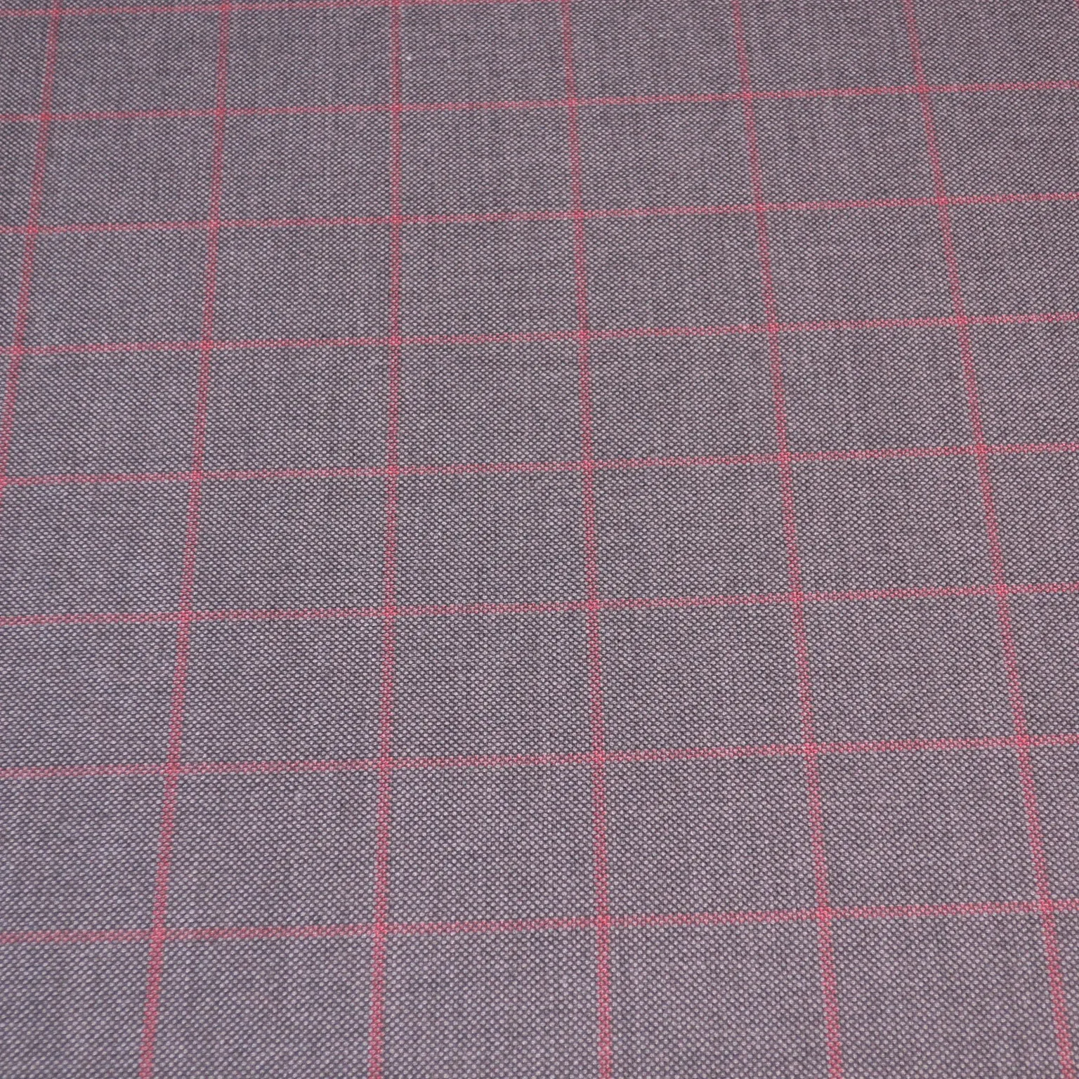 Dark Gray with Red Plaid Loro Piana Super Winter Extrafine Wool Fabric