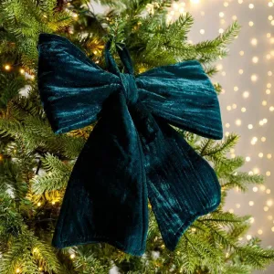 Dark Green Velvet Bow - 34cm