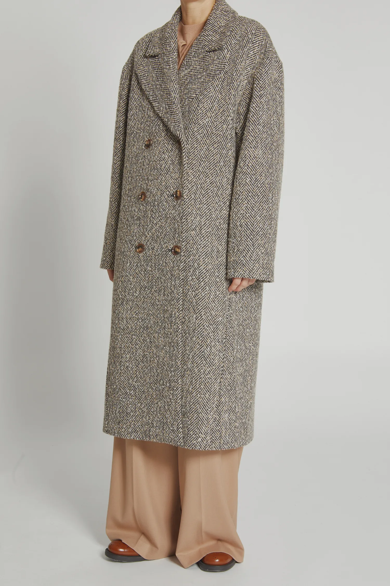 Dayana Boucle Overcoat, Herringbone