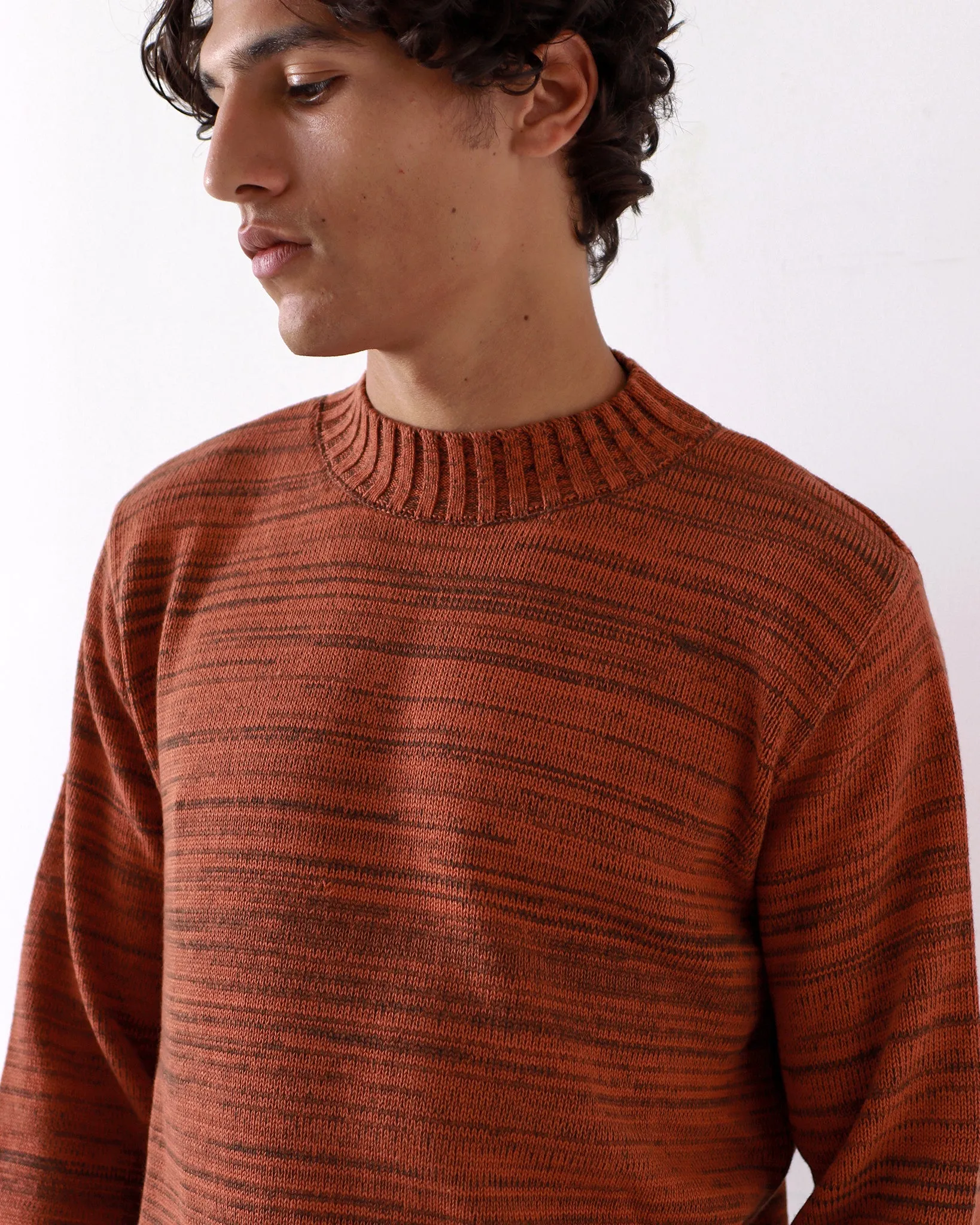 Dieter Knit - Brown / Burnt Orange Twisted Yarn