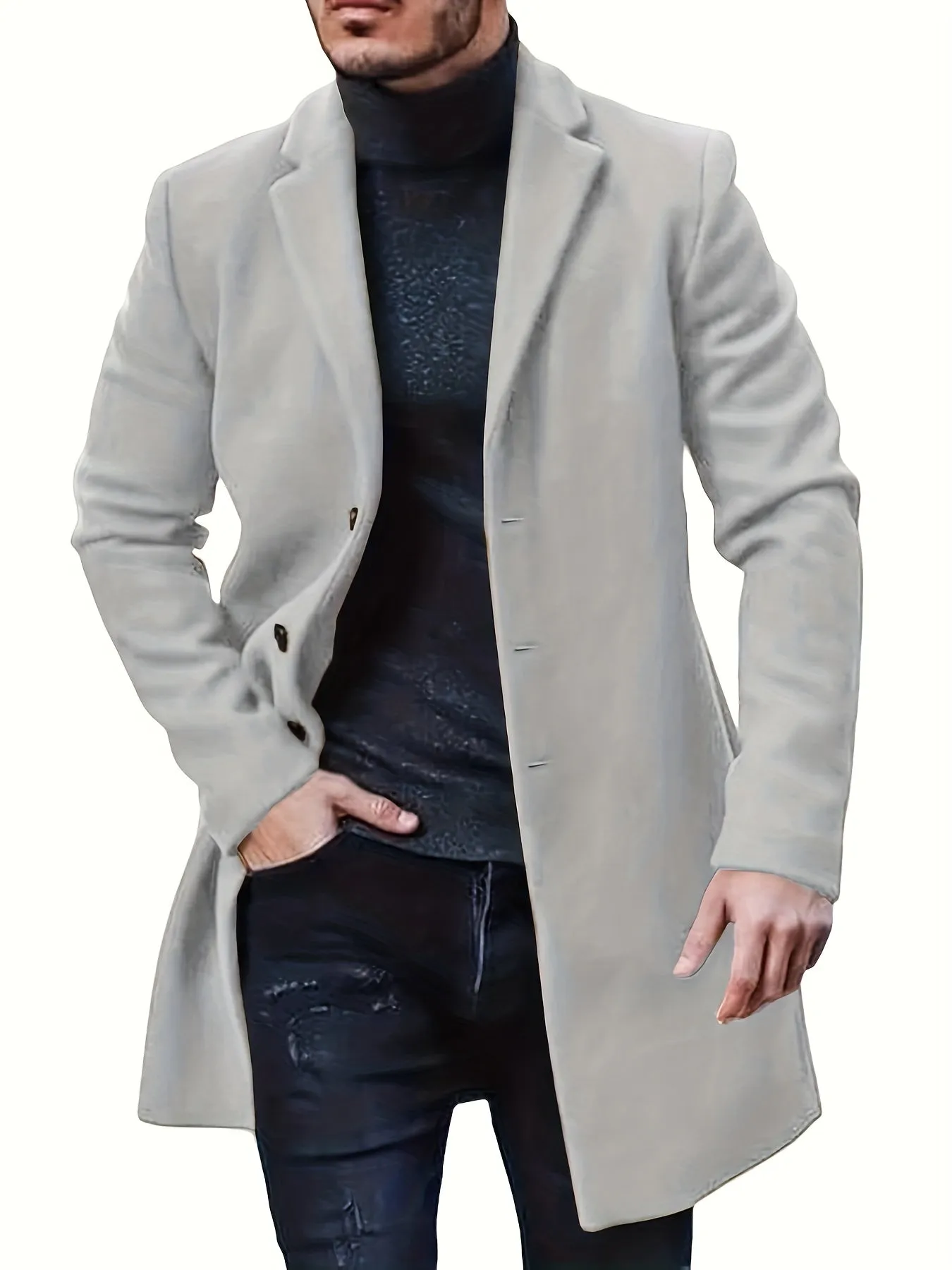 Elegant Single Breasted Winter Jacket for Men | Ideal for Winter