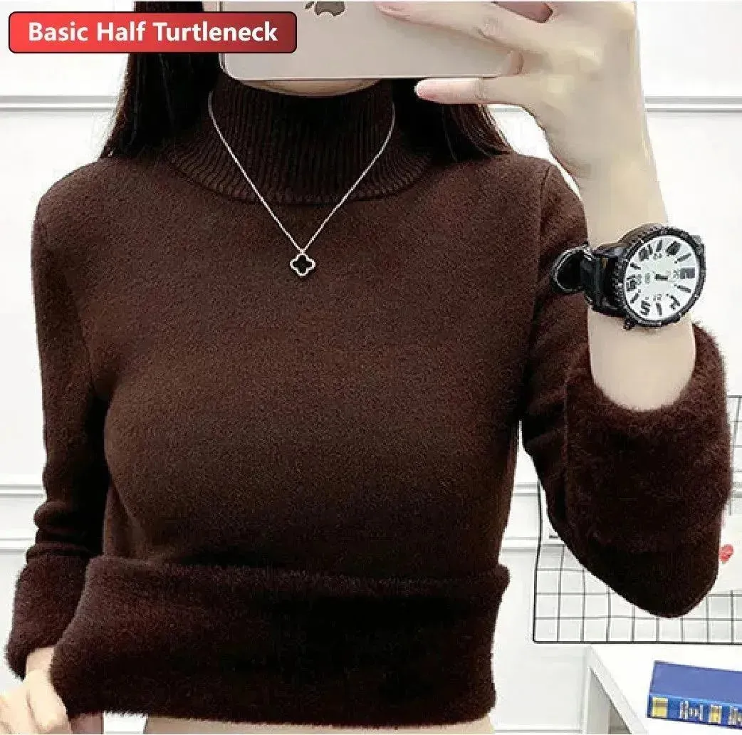 Elegant Women's Winter Sweater: Thicken Velvet Lined Knitted Pullover