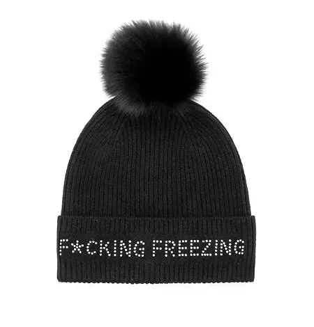 F*cking Freezing Hat with Fox Pompom